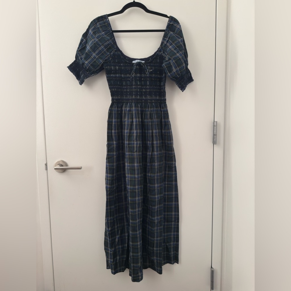 Hill House Home The Madeline Nap Dress Tartan Sample Size Small S Preppy Smocked
